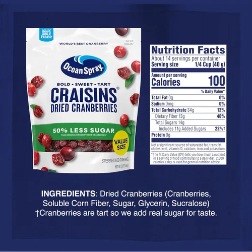 Vista 2 de Ocean Spray Craisins Arándanos secos; racimo de frutas