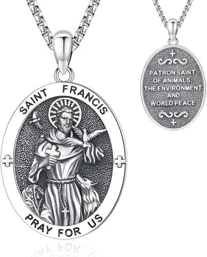 Vista 34 de Collar de San Patrono de Plata de Ley 925 St 01-Virgen María-Oro