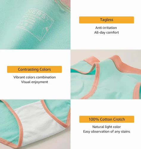 Vista 4 de INNERSY Ropa interior para niñas grandes de 8 a 16 años de edad, calzoncillos de algodón sin cuñas, paquete de 6
