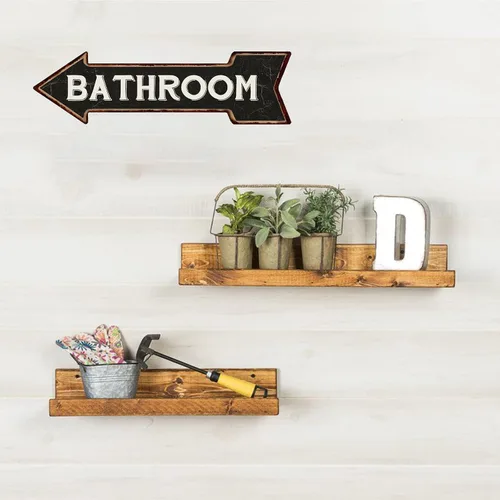 Vista 7 de Mukuko Letrero de flecha izquierda de metal para baño, oficina en casa y negocios, letrero de baño, color negro, decoración de baño, flecha