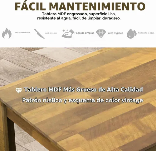 Vista 5 de 71" Kitchen Dining Table for 6-8, Farmhouse Wood Rectangular Dinner Table