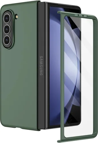 Vista 21 de Ruky Funda para Samsung Galaxy Z Fold 5, cubierta de cuerpo completo con protector de pantalla integrado, soporte de carga inalámbrica de PC duro