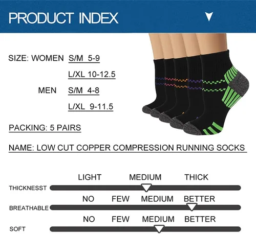 Vista 6 de Iseasoo Copper Compression Socks for Men & Women Circulation-Ankle Plantar Fasciitis Socks Support for Athletic Running
