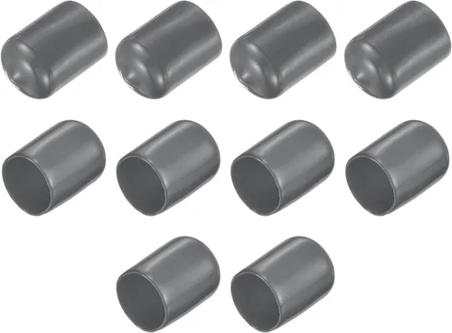 Vista 118 de uxcell 10 tapas de goma para extremos de 0.591 in de identificación, tapa de extremo redondo, protectores de rosca de tornillo, color negro