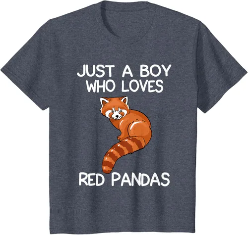 Vista 87 de Just A Boy Who Loves Red Pandas Gift - Camiseta con diseño de panda roja, Negro, S