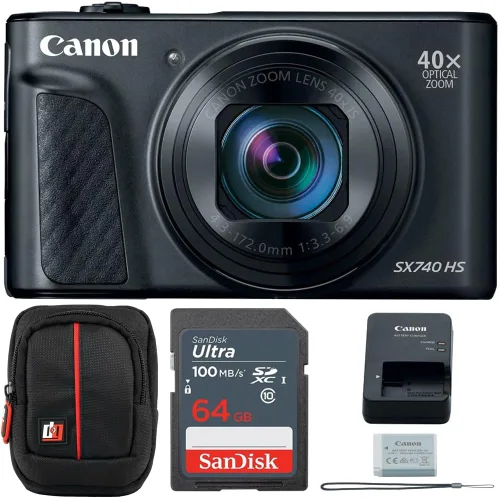 Vista 10 de Canon PowerShot SX740 HS 20.3MP 40x Zoom óptico con grabación de video 4K (plateado) 2956C001 Bundle con tarjeta MicroSD de 64 GB Western Digital
