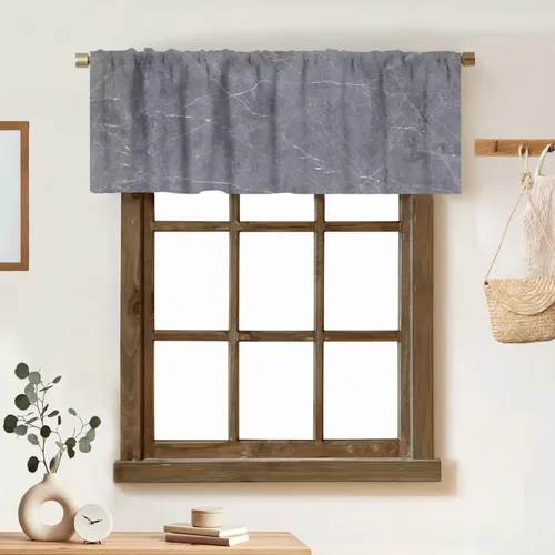 Vista 49 de Cortina de cenefa de mármol verde con venas doradas de mármol negro, diseño abstracto de lujo, elegante cenefa con bolsillo para barra, 1 panel