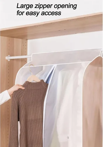 Vista 3 de Funda transparente para colgar ropa, transpirable y a prueba de humedad, a prueba de polvo y arrugas, capacidad gruesa, adecuada para perchas