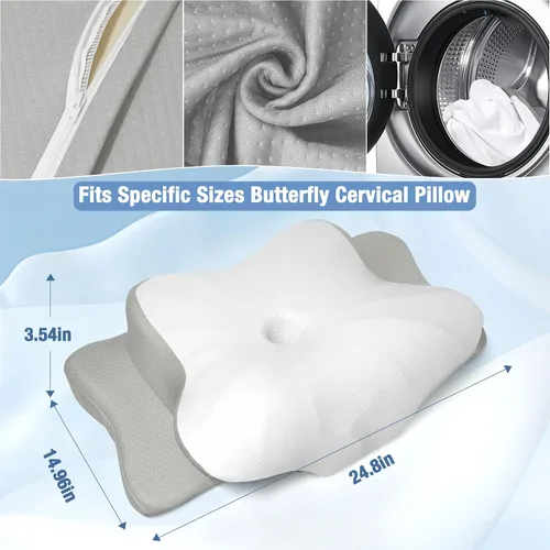 Vista 2 de TOPPURE Funda de almohada suave y fría solo para almohada cervical, funda de almohada para almohada cervical de espuma viscoelástica