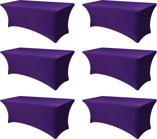 Vista 15 de Funda Elástica para Mesa para Mesas Rectangulares de 4 pies - Paquete de 8 Manteles de Spandex Azul Aguamarina con Elástico - Para Mesas Plegables