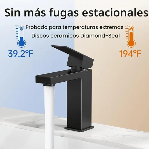 Vista 8 de KES Grifo de Baño Negro de un Solo Agujero, Grifo de Lavabo de Acero Inoxidable con Una Manija, Mate Negro Certificado cUPC, L3156ALFF12-BK