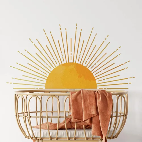 Vista 10 de 45.6 x 23.8 pulgadas, diseño bohemio de medio sol, calcomanías de pared removibles para pared, vinilo para despegar y pegar, calcomanías de medio