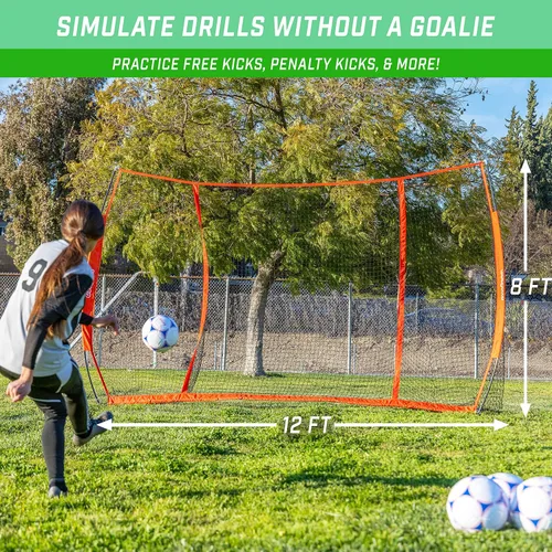 Vista 4 de GoSports Strike Net - Portería de entrenamiento de fútbol – Entrenador de red de tiro para todos los niveles de habilidad – 12 pies x 8 pies o 18