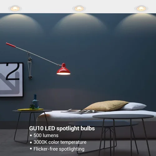 Vista 2 de DEWENWILS Paquete de 6 bombillas LED GU10 regulables, 3000 K blanco cálido GU10 de repuesto para iluminación de pista, 500 LM, 7 W
