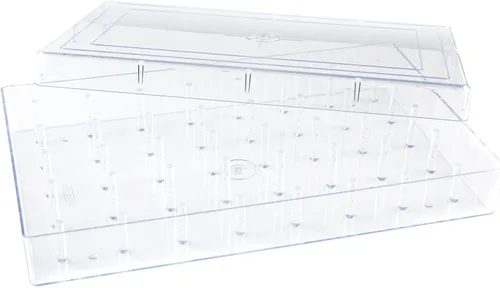 Vista 4 de The Quilted Bear Caja de 40 hilos de bobina, apilable de plástico acrílico transparente resistente, soporte de carrete de varios tamaños, ideal como