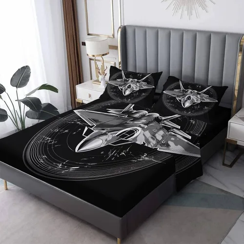 Vista 22 de Juego de sábanas abstractas tamaño individual, sábanas de microfibra suave, bolsillo profundo, sábanas y fundas de almohada estampadas sin arrugas
