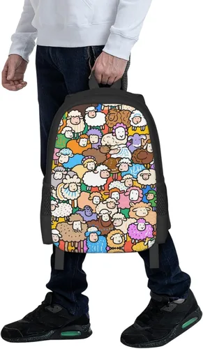 Vista 7 de Colorful Sheep Notebook Backpack Fits 15 Inch Laptop Travel Backpack Rucksack For Men Women