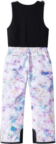 Vista 2 de Pursky Pantalones de nieve para niños, baberos de esquí de invierno para niña, con aislamiento, impermeables, pantalones de nieve de forro polar