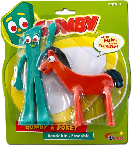 Vista 2 de NJ Croce Gumby & Pokey - Par de figuras flexibles y posables de 6 pulgadas, juguete retro divertido