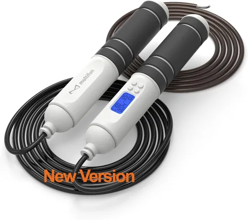 Vista 7 de multifun Cuerda de saltar digital con contador inteligente y temporizador, cuerda de saltar de velocidad ajustable para fitness, pérdida