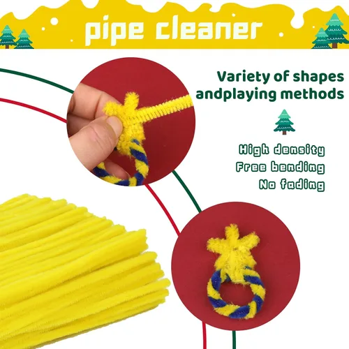 Vista 3 de Iuuidu 300 piezas de tallos de felpilla para limpiar pipas amarillas, suministros de manualidades, cepillo limpiador de tuberías para bricolaje