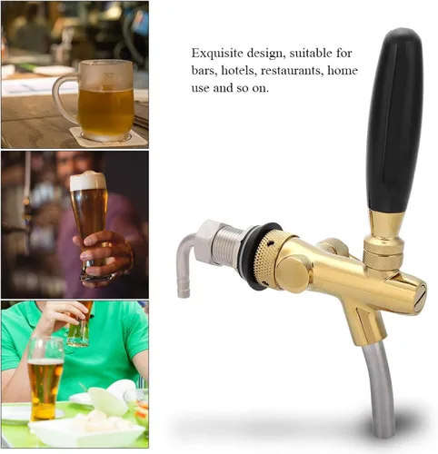 Vista 6 de Grifo de cerveza con control de flujo, grifo de cerveza ajustable de vástago largo, grifo de barril de cerveza Adurable, vástago cromado G5/8 grifo