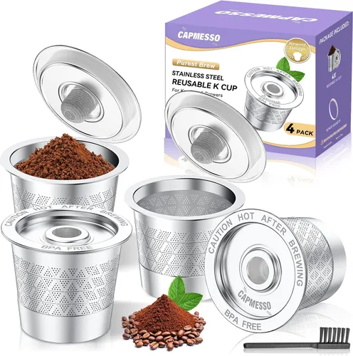 Vista 11 de CAPMESSO Cápsulas K reutilizables para Keurig 1.0: Cápsulas de café reutilizables de acero inoxidable - Filtro de café recargable de doble malla