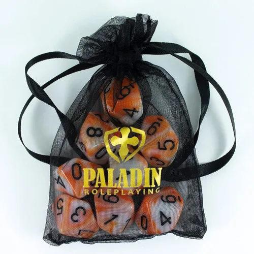 Vista 4 de Paladin Roleplaying Dados naranja y blanco - Juego de 8 D10 - 'Troll Slayer