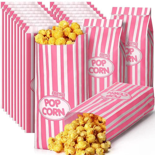 Vista 11 de Sherr 1000 Piezas Bolsas de Palomitas de Maíz de 1 Onza a Granel Negras con Rayas Retro Desechables para Noches de Película Navidad Circo Carnaval