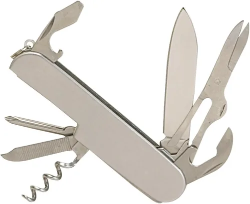 Vista 2 de Thirsty Rhino Util, cuchillo de bolsillo de acero inoxidable, multiherramienta multifunción 7 en 1, plateado (juego de 2)