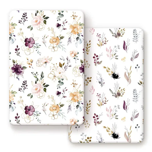 Vista 43 de Juego de sábanas ajustadas elásticas ultra suaves para moisés, paquete de 2, ajuste universal para moisés, cuna, capazo de Moisés, colchón ovalado