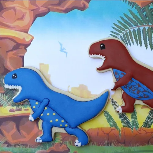 Vista 3 de Juego de cortador de galletas de dinosaurio, 8 piezas, acero inoxidable