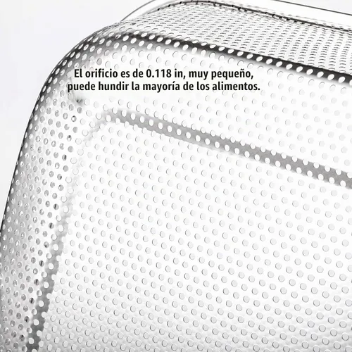 Vista 4 de Cedilis Paquete de 2 coladores grandes de acero inoxidable, cesta de lavado de verduras de malla de 6 cuartos de galón, cesta escurridor rectangular