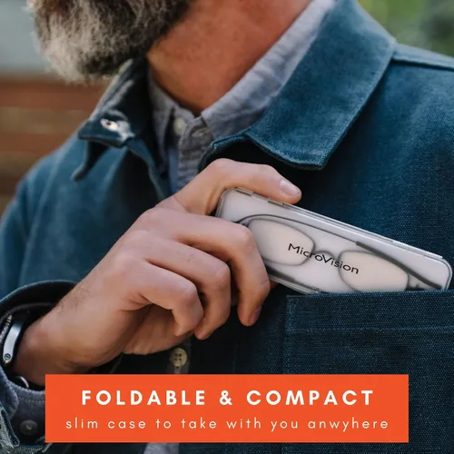 Vista 2 de Gafas de lectura de aire plegables planas con tecnología patentada de bisagra rodante y estuche compacto para mujeres y hombres Bronce Rectangular