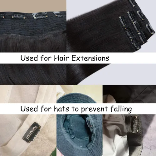 Vista 4 de Honbay 50 clips de presión en forma de U de 6 dientes para extensiones de cabello, 1.3 pulgadas (beige)