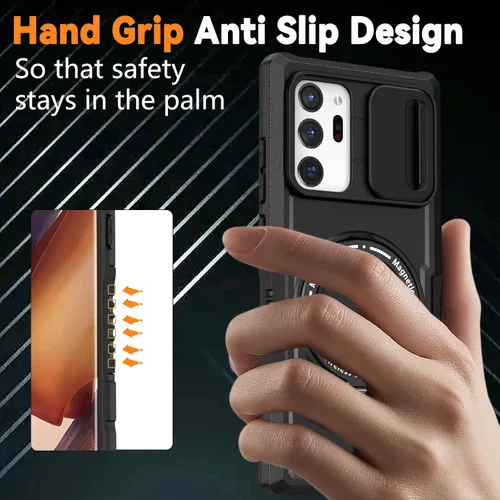 Vista 7 de Funda magnética para Samsung Galaxy Note 20 Ultra con soporte de anillo [con protector de pantalla] [Compatible con carga inalámbrica MagSafe] Funda