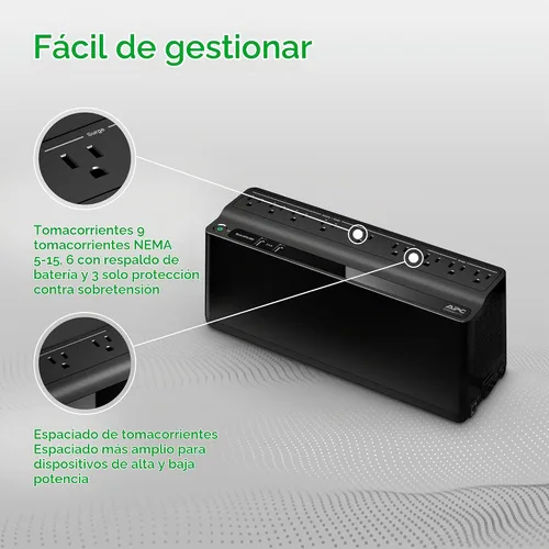 Vista 4 de APC BE850G2 UPS Respaldo de batería y protector de sobretensiones