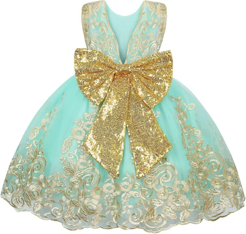 Vista 2 de Kantenia Vestido de fiesta para niñas vestido de princesa con flores bordado elegante vestido de graduación vestido de dama de honor para boda