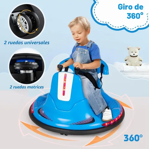 Vista 5 de HONEY JOY Coche de parachoques de 12 V para niños pequeños de 1 a 3 años, auto parachoques con doble joystick, luz LED intermitente y giro de 360