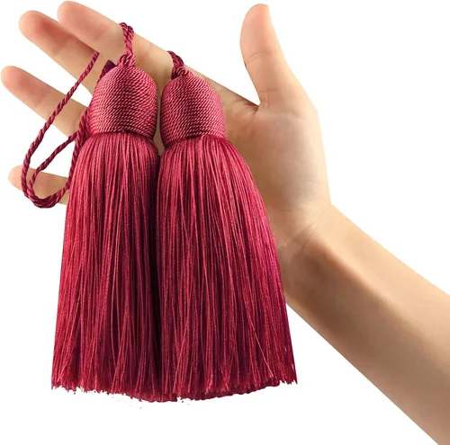 Vista 7 de 2 borlas para llaves con bucle, accesorios hechos a mano, color Negro