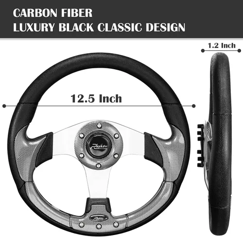 Vista 2 de Roykaw Volante universal para carrito de golf compatible con EZGO RXV TXT, Club Car DS Precedent Tempo, Yamaha G29 Drive Drive 2, diseño universal