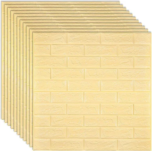 Vista 10 de Queenbox 12 piezas de papel tapiz de ladrillos de espuma sintética de 27 x 30 pulgadas, efecto 3D sólido, autoadhesivo, para despegar y pegar