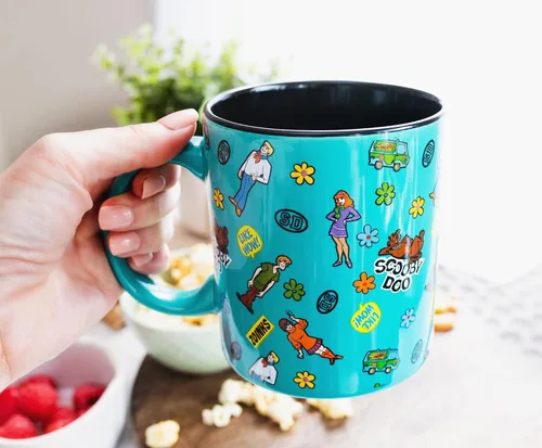 Vista 5 de Toynk Scooby-Doo - Taza de cerámica con patrón de calcomanías Taza de café grande para expreso, cafeína, bebidas, artículos esenciales