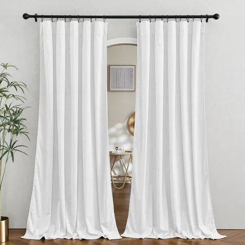 Vista 18 de RYB HOME Cortinas opacas de terciopelo para dormitorio, aislamiento térmico, privacidad, luz solar, bloqueo de calor, cortinas lujosas con bolsillo