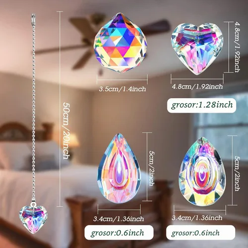 Vista 3 de Honoson 4 unidades de cadena de tracción de ventilador de techo de cristal