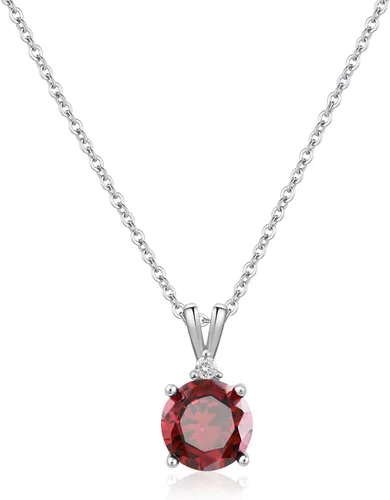 Vista 8 de 8mm Round Cubic Zirconia Sterling Silver Necklace Dainty Necklace Birthstone Jewelry Pendant Necklaces for Women