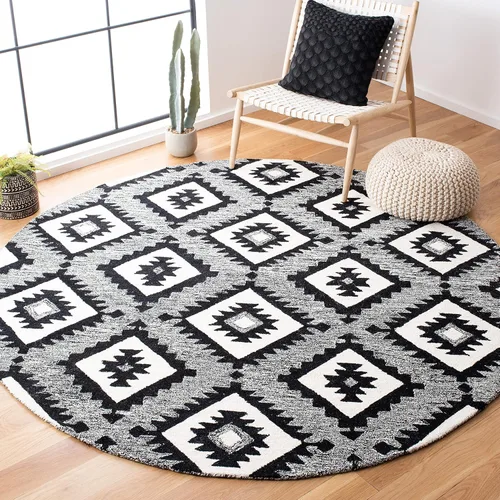 Vista 10 de SAFAVIEH Aspen Collection - Alfombra decorativa de 2 x 3 pies, carbón y negro, lana hecha a mano, ideal para zonas de alto tráfico en entrada, sala