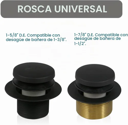 Vista 4 de WELSAN Kit de desagüe y desbordamiento de bañera negro mate, drenaje