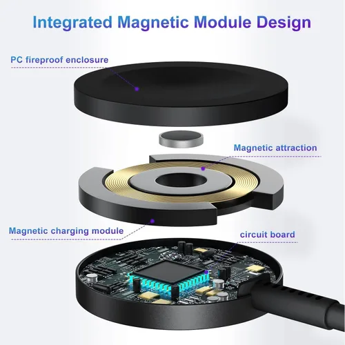 Vista 3 de Cargador de Apple Watch, cable de carga magnético USB C 2 en 1 y cable USB-C a L de 6 pies con bloque tipo C, carga rápida i-Watch Series Negro