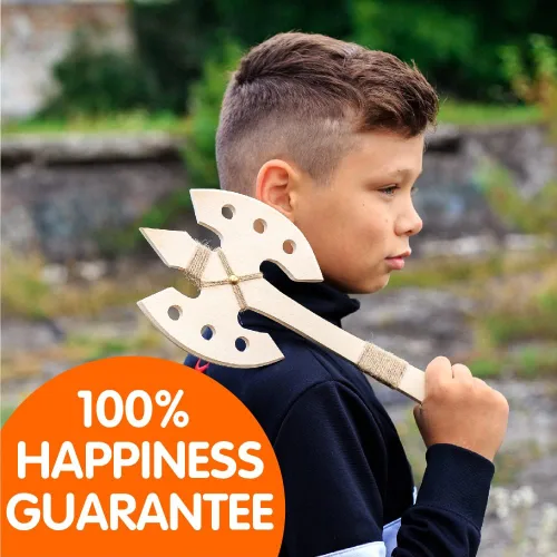 Vista 5 de & Games - Hachas de madera para niños, paquete de 3 hachas de juego hechas a mano, juguetes de juego al aire libre para niños de 8 años en adelante